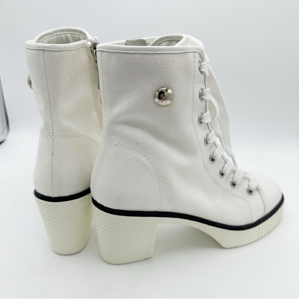 Giuseppe Zanotti White High-Top High Heeled Canvas Lace-Up Boots‎ Sneaker Sz 6 - Picture 6 of 11